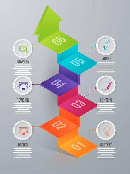 Six levels arrow infographic element in 3d for Business or corporate sector. - Vektori, kuva
