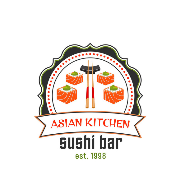 Σούσι μπαρ εικονίδιο για Ασιατική κουζίνα σχεδιασμός εστιατόριο - Διάνυσμα, εικόνα