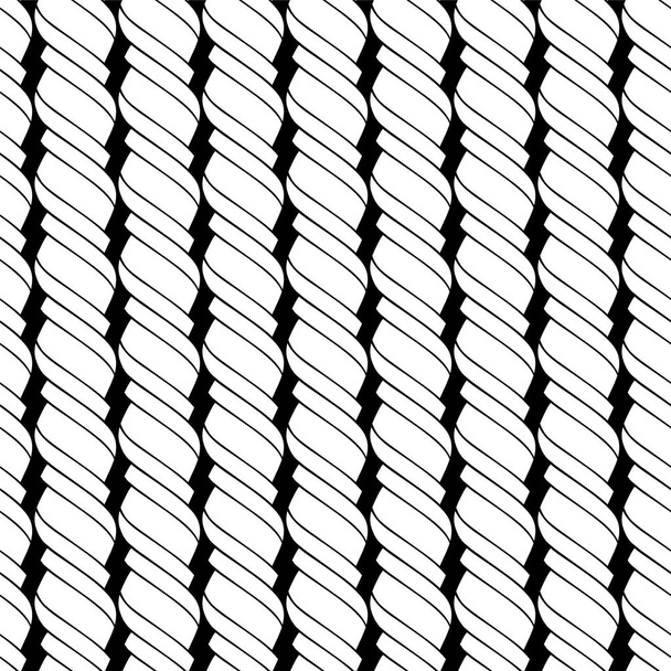 Patrón blanco y negro sin costura vectorial de espiral torcida lineal
 - Vector, Imagen