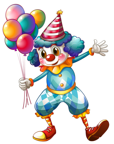 A clown holding balloons - Vector, Image