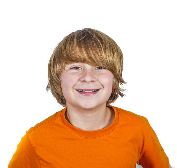 Portret van gelukkige jongen tonen positieve emoties - Foto, afbeelding