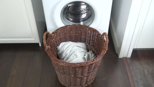 clothes falling in laundry basket - Footage, Video