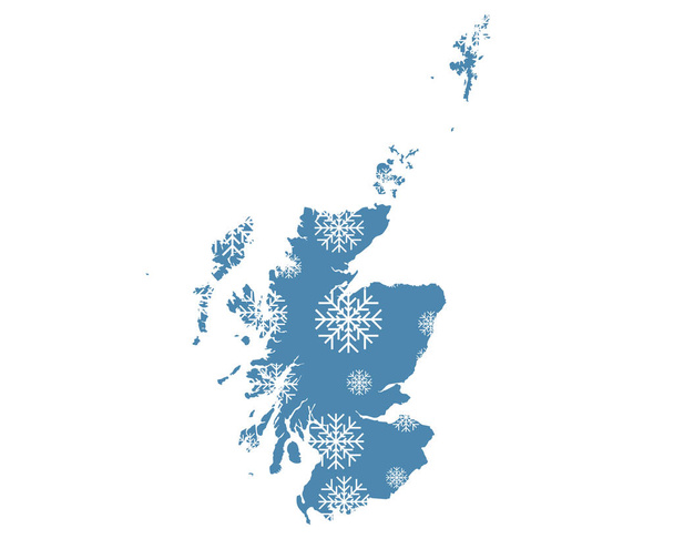 Χάρτης της Σκωτίας με νιφάδες χιονιού - Διάνυσμα, εικόνα