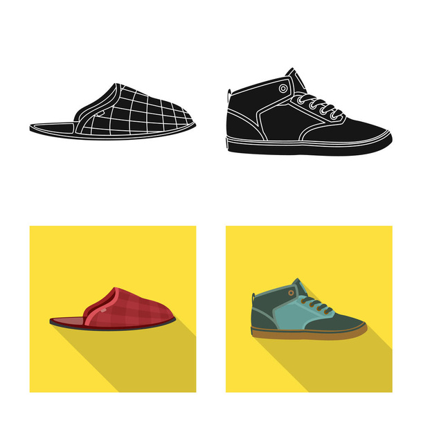 Vector design of shoe and footwear icon. Collection of shoe and foot stock symbol for web. - Vektör, Görsel