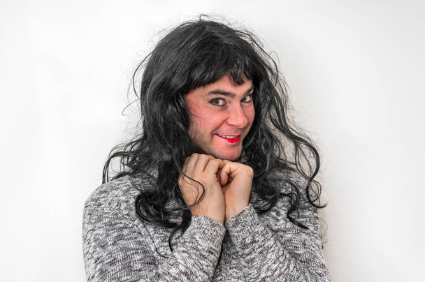 Seksikäs mies pukeutunut nainen - transseksuaali ja biseksuaali käsite
 - Valokuva, kuva