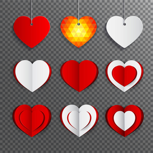 Conjunto de corazones artísticos 3d en estilo de moda sobre fondo transparente
 - Vector, Imagen