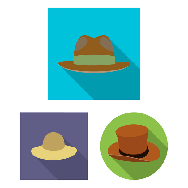Isolated object of hat and cap icon. Collection of hat and model stock vector illustration. - Vetor, Imagem