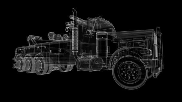 Diğer büyük kamyon veya çeşitli ağır makine taşımak için kargo çekici. 3D render. - Video, Çekim