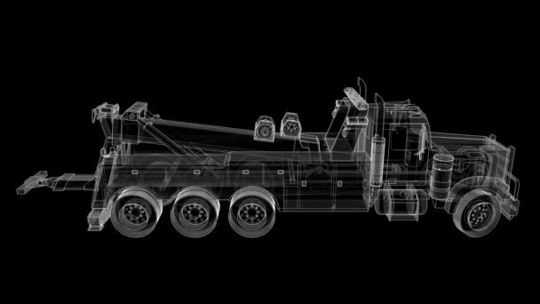 Έλκει φορτηγό φορτίου για τη μεταφορά άλλων μεγάλα φορτηγά ή διαφόρων βαρέων μηχανημάτων. 3D rendering. - Πλάνα, βίντεο