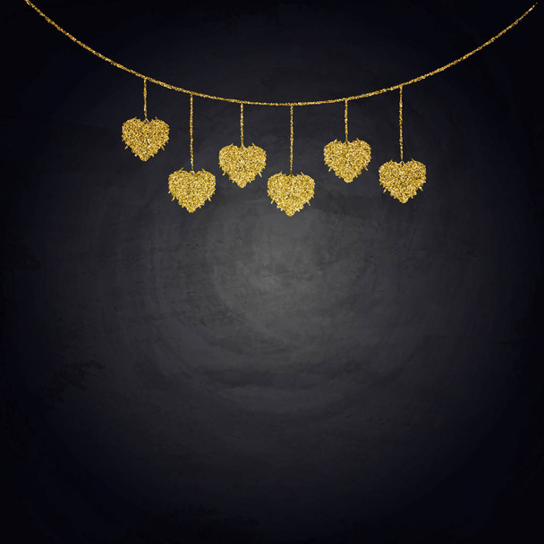 Kresba, Strnad zlaté srdce na tabuli. Valentine den ilustrace - Vektor, obrázek
