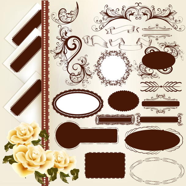 Set of vintage design elements and page decorations - Διάνυσμα, εικόνα