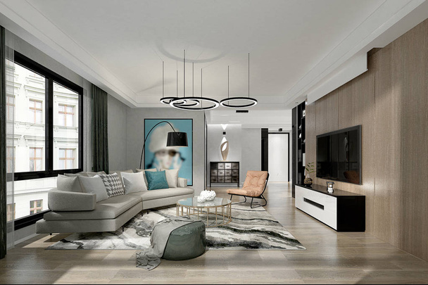 3D vykreslení obývacího pokoje - Fotografie, Obrázek