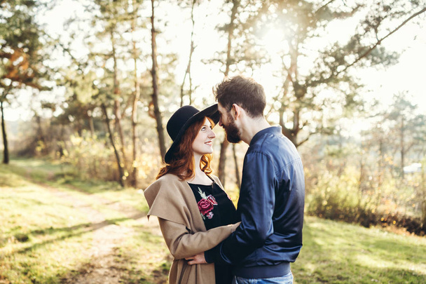Happy young romantic couple spend time together outdoor - Foto, imagen