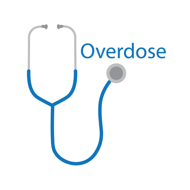 overdose word and stethoscope icon- vector illustration - Vector, Image
