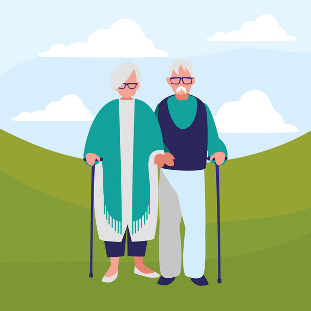 lindos abuelos pareja personajes
 - Vector, imagen