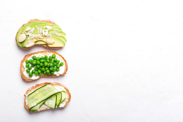 sandwiches or tapas prepared with bread and tasty ingredients. Could be nice food for healthy breakfast ot lunch - Photo, Image