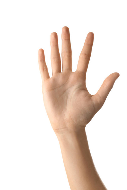 Beyaz arkaplanda kadın eli - Fotoğraf, Görsel