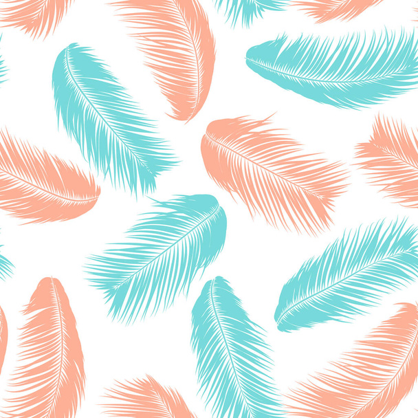 Vector Coconut Tree. Tropical Seamless Pattern with Palm Leaf. Exotic Jungle Plants Abstract Background. Simple Silhouette of Tropic Leaves. Trendy Coconut Tree Branches for Textile, Fabric, Wallpaper - Vettoriali, immagini