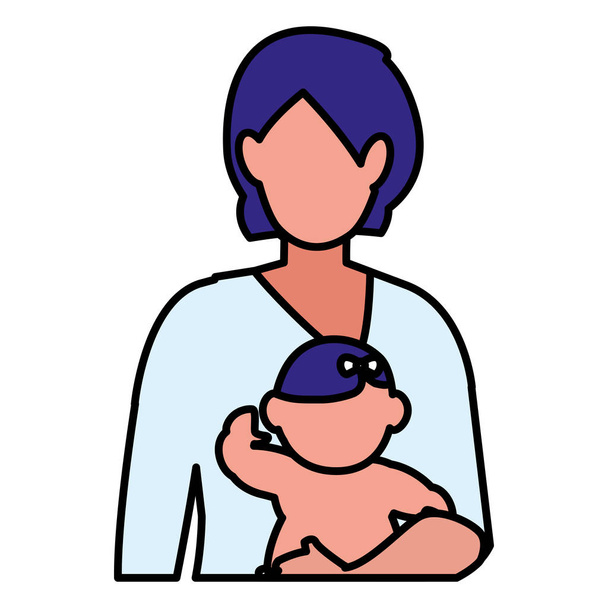 Симпатичная мать с маленькой дочкой
 - Вектор,изображение