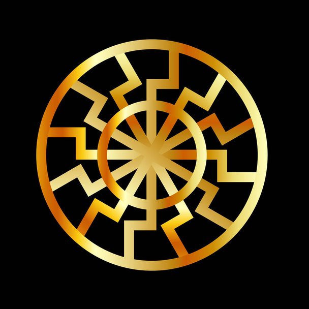 Altın - Schwarze Sonne - gizli alt kültür sembol siyah güneş sembolü - Vektör, Görsel