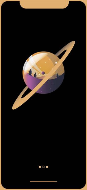 Vesmír šablona nápisu. Návrh. Zlatý planety. Plochá vektorové ilustrace - vektorové grafiky - Vektor, obrázek