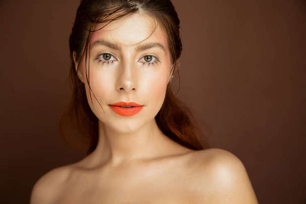 Portrait of a beautiful girl with fashion make-up - Photo, Image
