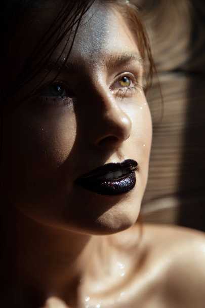 Portrait of a beautiful girl with fashion make-up - Zdjęcie, obraz