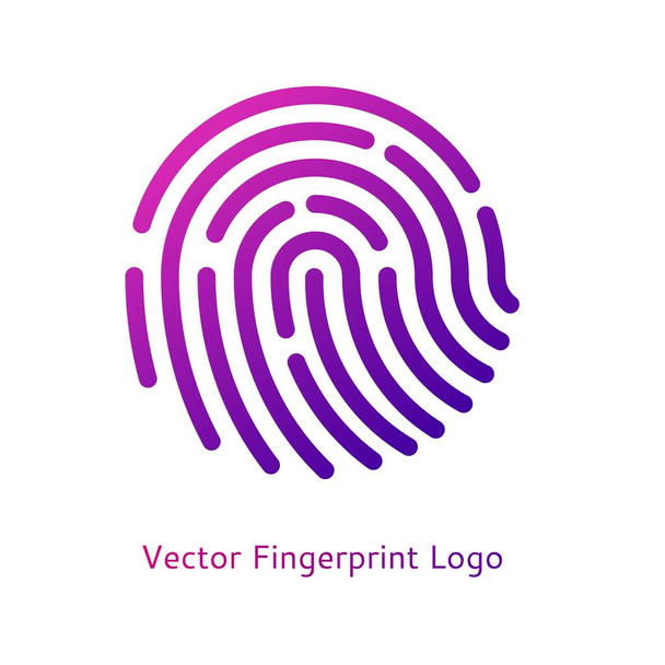Digital fingerprint on a white background with a trend gradient logo icon security and data storage information protection symbol vector illustration cyber safety safeness concept - Διάνυσμα, εικόνα