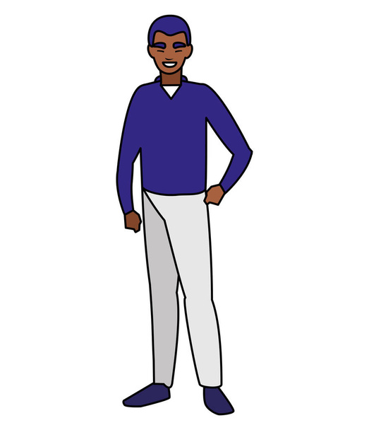 junger Mann schwarzer Avatar-Charakter - Vektor, Bild