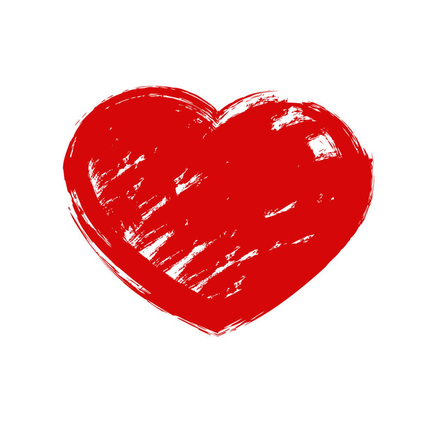 Vector illustration of grunge red heart.Hand holding red heart. - Vector, Imagen