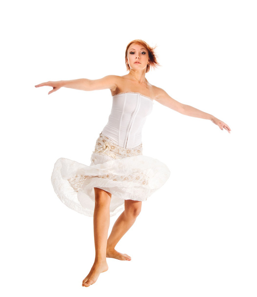 Red-haired dancer on white background - Foto, Imagem