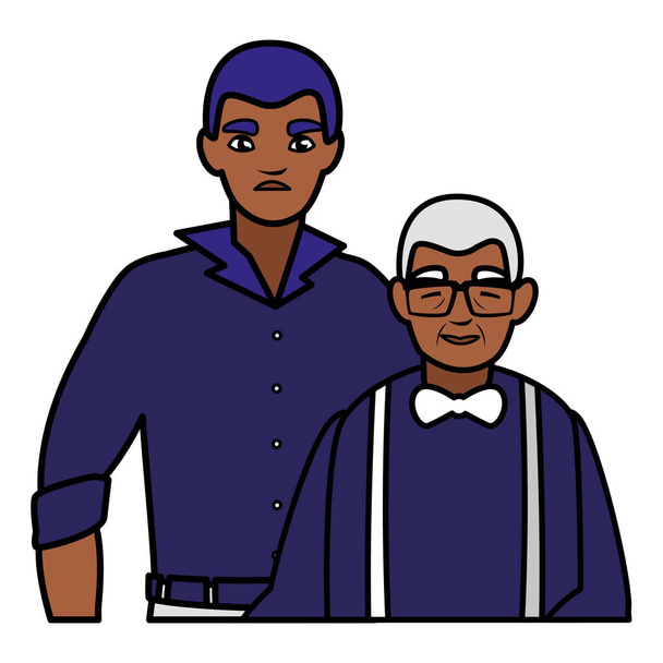 negro abuelo con hijo caracteres
 - Vector, Imagen