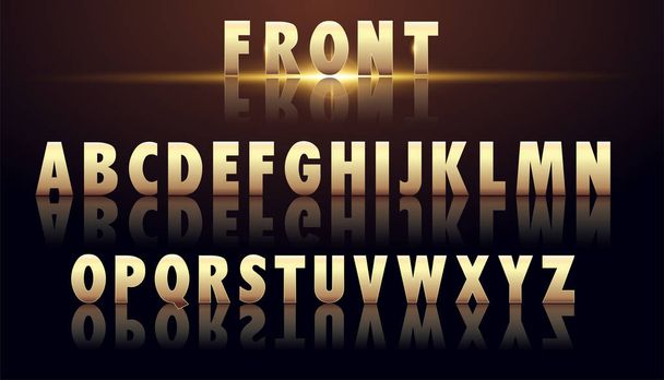 Creatieve vectorillustratie van gouden glanzend lettertype, gouden alfabet,   - Vector, afbeelding