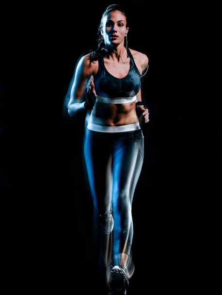 beautiful woman runner jogger jogging running isolated black bac - Valokuva, kuva