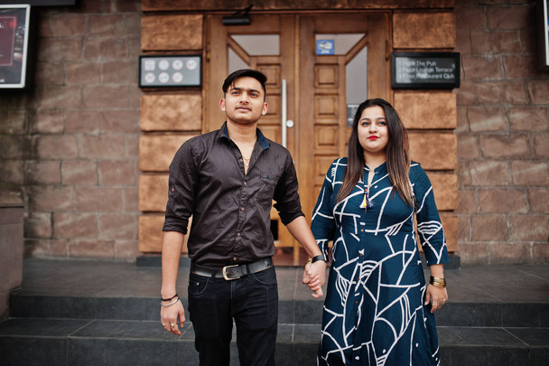 Love story of indian couple posed outdoor.  - Φωτογραφία, εικόνα