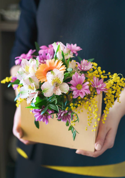 nice bouquet in the hands, close up - Фото, изображение