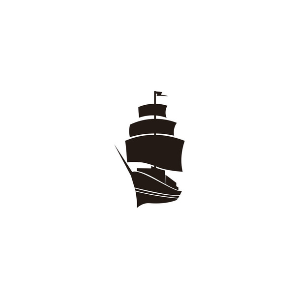 Дизайн логотипа парусной яхты, парусника, иконы плоской яхты. Логотип лодки на белом фоне
. - Вектор,изображение