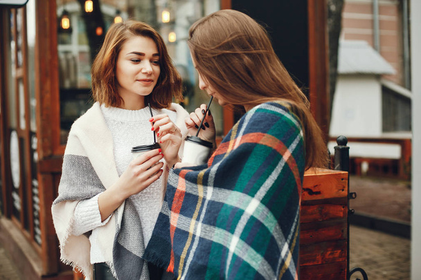 girls with coffee - 写真・画像