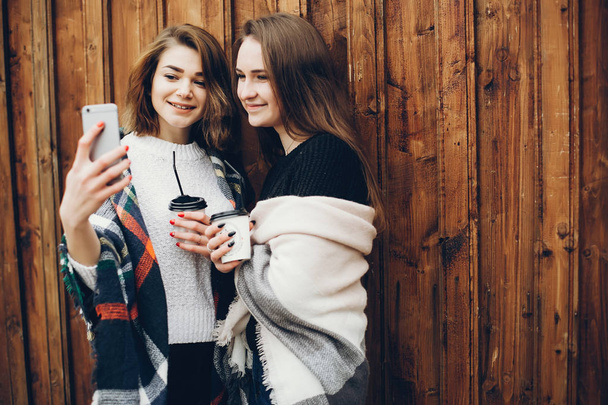 girls with coffee - Foto, Imagem
