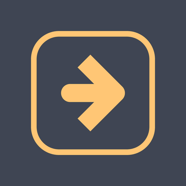 Signo de flecha en un icono cuadrado. Botón amarillo se crea en estilo plano. El elemento gráfico de diseño se guarda como una ilustración vectorial en el formato de archivo EPS
. - Vector, imagen