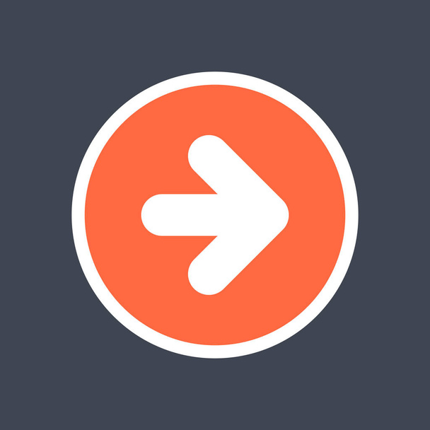 Arrow sign in a round icon. Red button is created in flat style. The design graphic element is saved as a vector illustration in the EPS file format. - Vector, Image