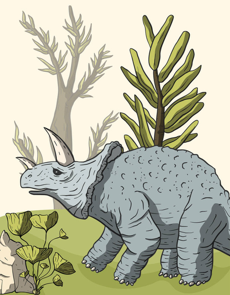 Tricératops dinosaures dans son habitat
. - Vecteur, image
