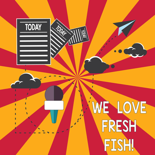 Koncepcyjne w zapasie pismo, pokazuje nam miłość świeżych ryb. Biznesowe zdjęcie prezentujący owoce miłośników zdrowej żywności marine sztuki kulinarnej przekazywanie informacji za pośrednictwem Cloud Hosting szybkie dostarczanie danych do gotowania. - Zdjęcie, obraz