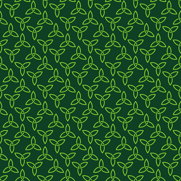 Traditional dark green celtic style triquetra braided knot seamless pattern. Irish St. Patrick's day vector backround illustration. - Διάνυσμα, εικόνα