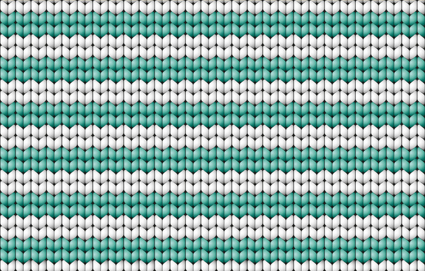 vector naadloze achtergrond. breien (textiel) met witte en emerald strepen - Vector, afbeelding
