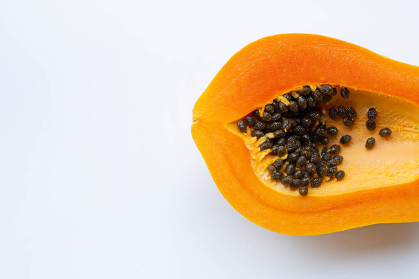 Papaya fruit on a white background. Copy space - Photo, Image
