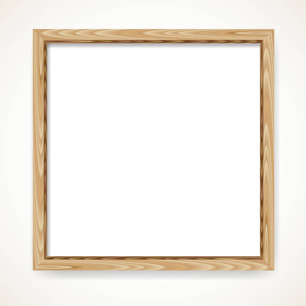 Realistic minimal square blank wood frame isolated over white background. Wooden border vector illustration. - Διάνυσμα, εικόνα