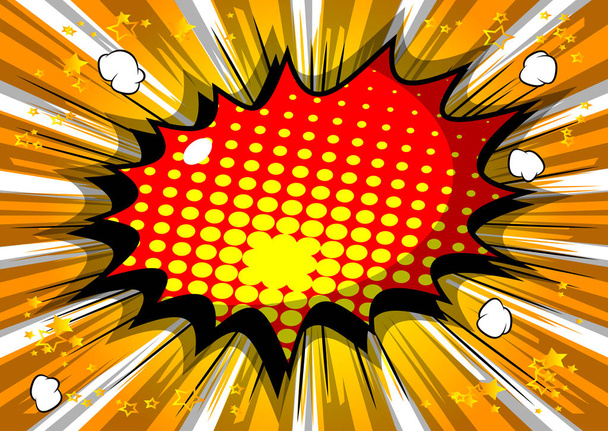 Fondo de cómic retro ilustrado vectorial con gran burbuja de explosión colorida, fondo de estilo vintage de arte pop
. - Vector, imagen