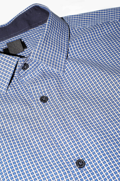 Nahaufnahme von blau kariertem Hemd  - Foto, Bild