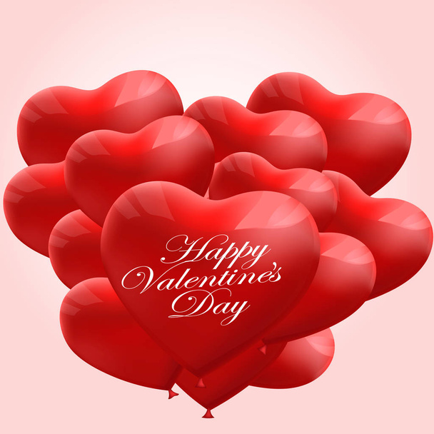 Valentines day background with Heart Shaped Balloons. Vector illustration. Romantic design - Vektor, obrázek